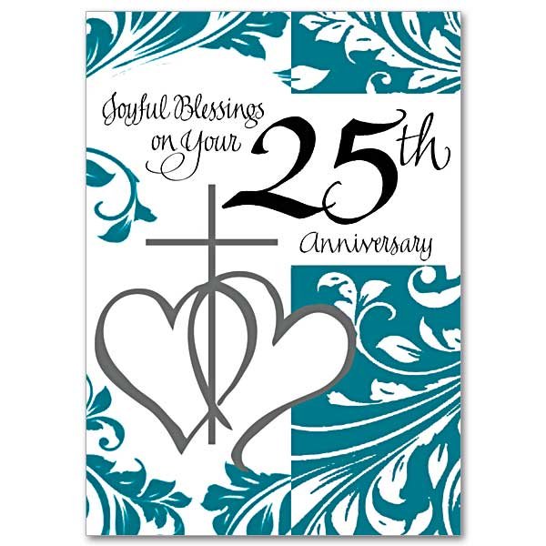 Joyful Blessings on Your 25th Anniversary- 25th Wedding anniversary Card pack of 5