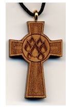 Confirmation Seven Flames Wooden Cross