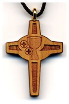 Chalice and Hosts Wooden Cross 