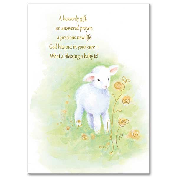 A Heavenly Gift, An Answered Prayer- Baby Congratulations Card pack of 5 cards